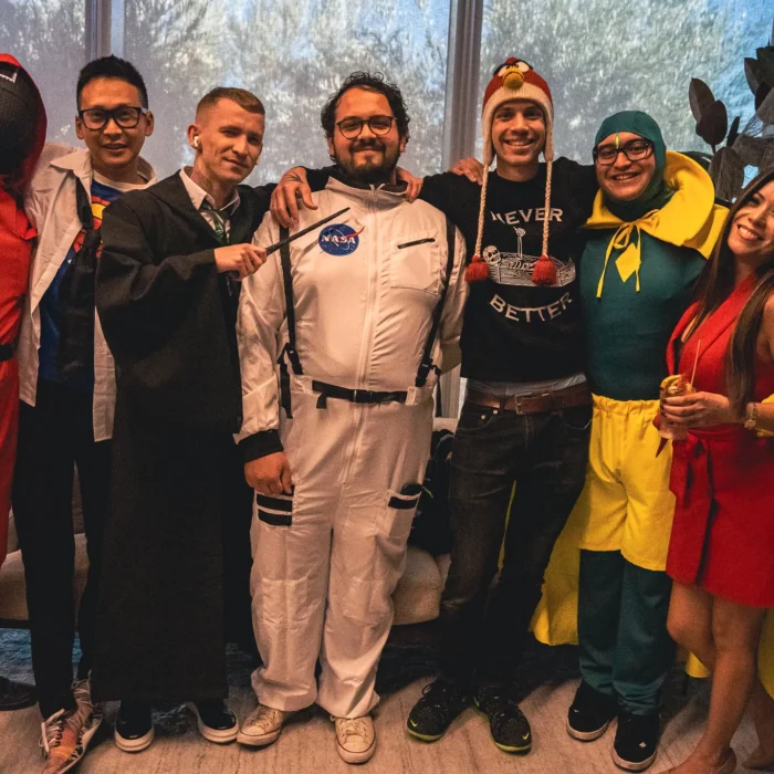 The Kingsmen team dressed up as super-heros, astronauts, Harry Potter, angry birds, and Squid games for Halloween